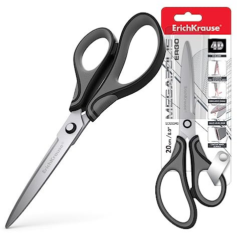 Erich Krause Ciseaux 4D ergonomiques avec large angle d'articulation 20 cm 1 pièce Ciseaux universels