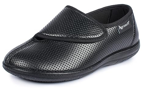 Aerosoft Damen Klett-Halbschuh Stretch 15 Weite G-H Wechselfußbett rutschhemmend (schwarz, Numeric_40)