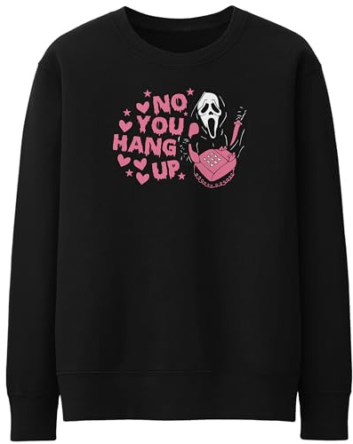 Purple Print House Scary Halloween Womens Sweatshirt Fancy Dress No You Hang Up Scream Ladies Jumper, XL, Black