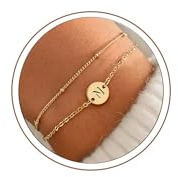 TINGN Guldarmband för kvinnor, tonåringar, flickor, presenter, 16K guld, fyllda initialarmband, personlig monogramberlock, smycken