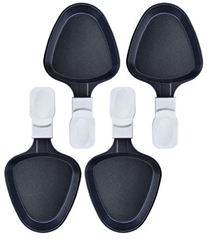 Kosmosta Lot de 4 mini bols à fromage à griller, poêlons à raclette, accessoires de fonte, accessoires de fonte, pour plats à raclette, mini poêlons à raclette, triangulaires