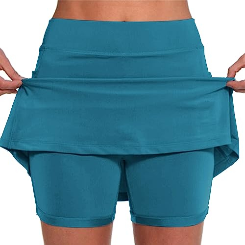 Angxiwan 2 In 1 Running Shorts Women Plus Size High Rise Waisted Tennis Skorts Stretchy Athletic Pleated Skirts Inner Legging Shorts Golf Yoga Running Skirts Skorts Workout Sports Skorts Clearance