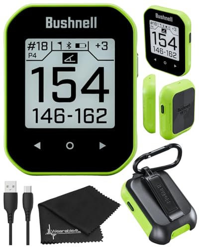 Bushnell Phantom 3 Slope GPS Golf Green with Slope Technology, Touchscreen, Magnetic Cart Mount with Wearable4U Towel Bundle, 60x76x18 mm, 362402