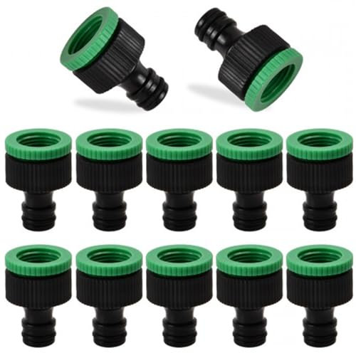 Dokeno 10 Piezas Conector de Manguera de Jardin 3/4 y 1/2 BSP 2 en 1 Conectores de Grifo de Jardín Adaptador de Grifo Roscado Exterior para Unir Tubo de Conector Rápido