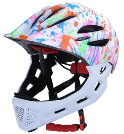 1 casco da bici per bambini, leggero, traspirante, copertura completa, con luce illuminata, per ciclismo, skateboard, pattinaggio in linea, 46-53 cm
