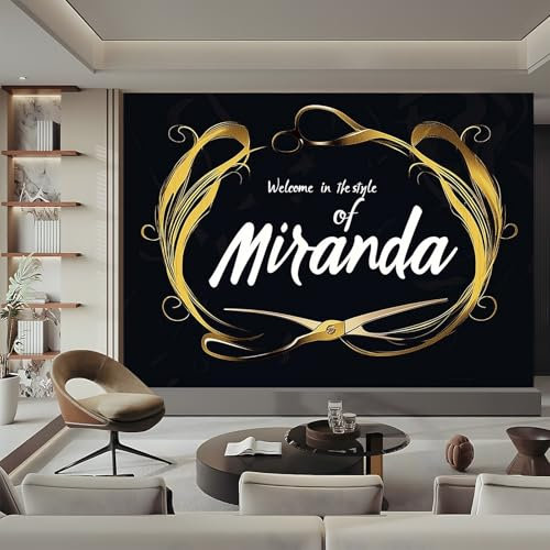 Papel pintado 200 x 140 cm Tijeras Miranda para pared con impresión artística de primera calidad no tejida Negro Dorado Arte de pared no tejido para sala de estar moderna