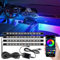 LED Innenbeleuchtung Auto, 4 Stück 48 LEDs Atmosphäre Licht, 5V RGB Ambientebeleuchtung, USB-Port Lichtleiste Mit APP-Steuerung, Mehrfarbig Musik Innenraumbeleuchtung
