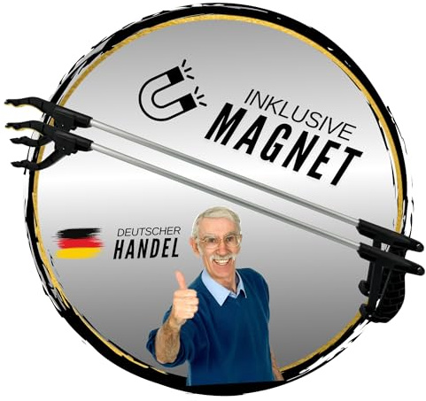 TronicXL 2 Stück Aluminium Greifzange mit Magnet I Greifhilfe Metall Greifer Picking Aid für Senioren Müll Müllzange Küche Alltagshelfer lang