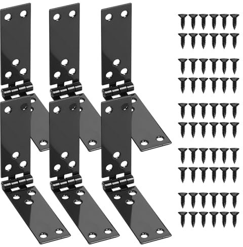 Lot de 6 charnières de porte pliables pour tiroirs, charnières de porte, charge lourde, galvanisées, pour portes en bois, caisses en bois, armoires (150 x 25 mm)