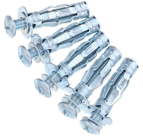 Generico 5 Pz ancoraggio per muro cavo staffe per tende Ancoraggio per muratura cava ancoraggio a parete ancoraggio per porta cavo bullone ad occhio viti bulloni acciaio al carbonio Silver