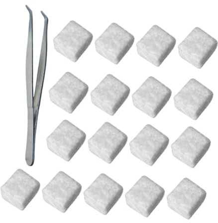 MOLUCKFU 96pcs Ceramic Wool Wick Cubes with Tweezers for Portable Bioethanol Fire Pit Easy Maintenance Tabletop Fireplace Stylish Ceramic Fiber Insulation for Extended Burning Time