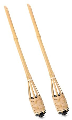 Homoyoyo 2pezzi Da Giardino in Bambù Decorazione Esterna Per Portatile in Bambù Intrecciata Lampada Ornamentale