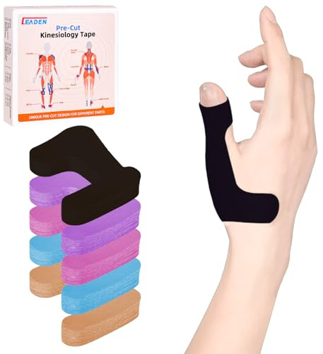 IEADEN Precut Kinesiology Tape for Thumb, Right Hand, 40 Pcs, Black