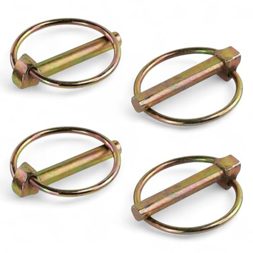 4 Pcs Heavy Duty Linch Pin Spring Loaded Round Pins for Tractors, Trailers, Lawn Mowers, Trucks & Farm Equipment (4.5mm x 40mm)