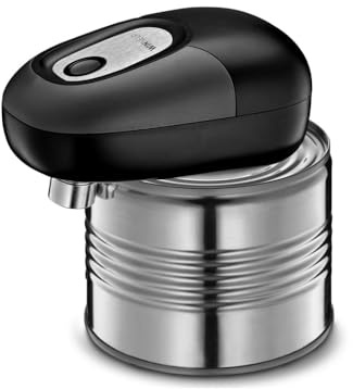 Winnueup Automatisches Dosenöffner-Set, Öffnen Sie Ihre Dosen auf Knopfdruck, mit glatten Kanten, lebensmittelecht, AA-Batterie, elektrischer Dosenöffner, 5-in-1-Flaschenöffner (Schwarz Grau)