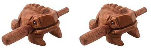 GNURBDILFO 2X Carved Croaking Wood Percussion Musical Sound Wood Frog Tone Block Toys