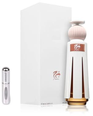 Marj Extrait de Parfum 60 ml Parfum arabe unisexe de longue durée, avec atomiseur rechargeable 5 ml, parfum unisexe floral et ambré avec notes de rose, oud et vanille (Marj)