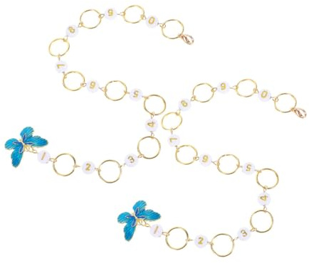 SUPVOX Marcadores de Puntos Metálicos para Tejer 2 Piezas Colgante de Esmaltada Azul Cadena de Cuentas para Ganchillo y Costura Accesorio Duradero para Manualidades de Tejido