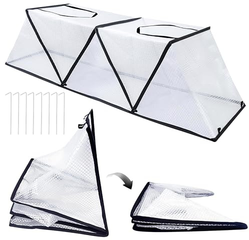 GwaOery Garden Plant Fleece Frost Protection Foldable Crop Cage for Protect Vegetables Protection Cover for Winter Outdoor Plants Mesh Cloth Plant Protector with Frame Protecting Plants from Animals