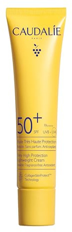 Caudalie Fluido ad Altissima Protezione SPF50+ – CollagenSkinProtect™, Filtri Solari Organici, Senza Profumo, Resistente all'Acqua, Pelli Sensibili, Vegano, PA++++, 40 mL