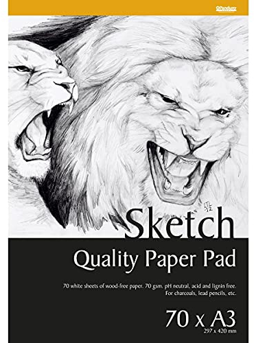 Panduro Skizzenblock DIN A3 x 70 Blatt - Skizzen Papier 70 g/m2, pH-neutral und säurefrei Sketchblock