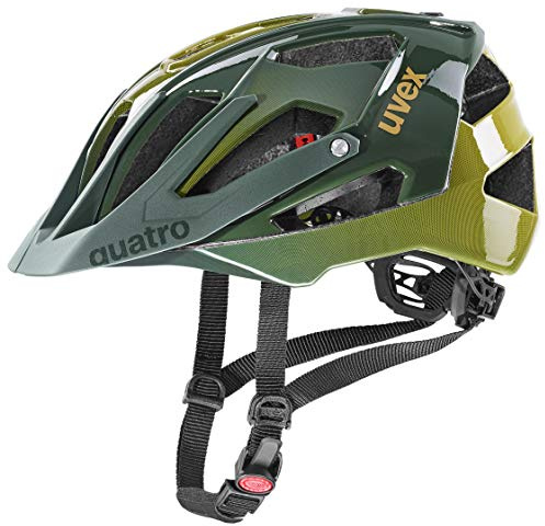 uvex Quatro - sicherer MTB-Helm für Damen und Herren - individuelle Größenanpassung - waschbare Innenausstattung - Forest - Mustard - 56-60 cm