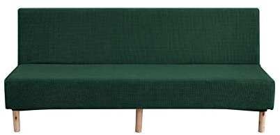 DZYP Sofabezug Ohne Armlehnen 3 Sitzer,solide Farbe Wasserdicht Elastischer Antirutsch Slipcover,Möbel Protector Sofa Abdeckung Für Klappsofas und Sofa-Betten. (Dunkelgrün)
