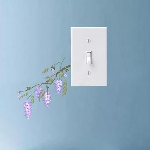 SHMAZ Lila Violett-Blumen-Schalter-Aufkleber, dekoratives, schönes Design, Wandtattoo