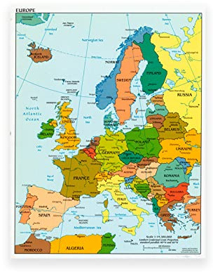 TANYANG Färgglad karta över Europa affisch moderna europeiska karttryck kontor väggdekor Europa karta canvasmålning heminredning 50 x 70 cm ingen ram