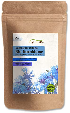 mynatura Kornblume Bio Saatgutmischung Kornblumen | pflanzen | säen | Garten | Terrasse | Balkon | Bienen | Schmetterlinge | Artenschutz | Natur (1x4g)