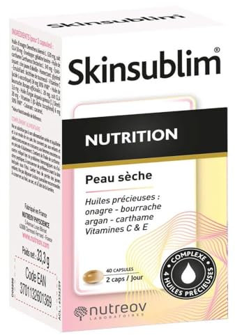 NUTREOV - SKINSUBLIM Nutrition - Complément Alimentaire à Base d’Actifs d’Origine Végétale - Soin de la Peau Sans Gluten, Fabrication Française - 40 Capsules