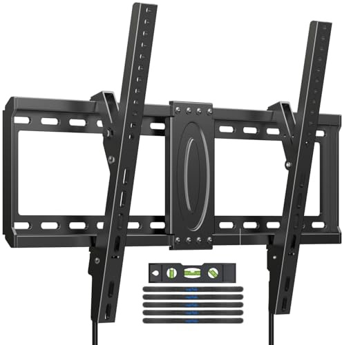 Suptek Tilt TV Wall Mount Bracket for Most 37-82 inch TV, Universal Mount with Max 600x400mm VESA and 132lbs Loading Capacity, Fits Studs 24 Apart, Low Profile with Magnetic Bubble Level (MT5082)