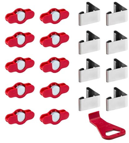 Scilm Kit 10 Ganci Magnetici e 8 Ganci Piedino per Zoccolo da Cucina - Compatibile con tutti i piedini da 28 mm a 30 mm di Diametro - Leva per Sgancio Zoccolo inclusa