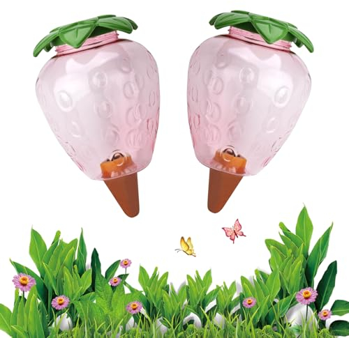 Yuqilin 2 Pièces Irrigation Goutte à Goutte Bouteille, Arrosage Plante Vacances, Arrosage Plante Interieur, Transparent Boules D’Irrigation pour Plantes, pour Fleurs Jardin (Rose)