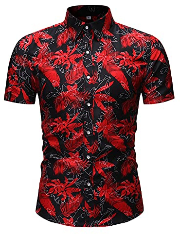 Herrenanzugjacken-Set, Ärmel, Sommerhose, kurze Hemden, Strand bedruckt und 2-teilig, Herren-Shorts, Herrenanzüge und Sets, Herrenanzüge, 100 Wolle, rot, XXXL