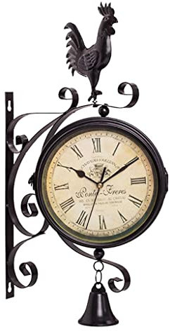 Orologio da Parete Bifacciale Orologio da Stazione Vintage Rotondo con Decorazione, Numeri Romani