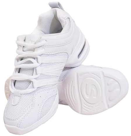 s.lemon Danssneakers, dam, svart, delad sula, snören, jazzdans, sneakers, Vit, 36 EU