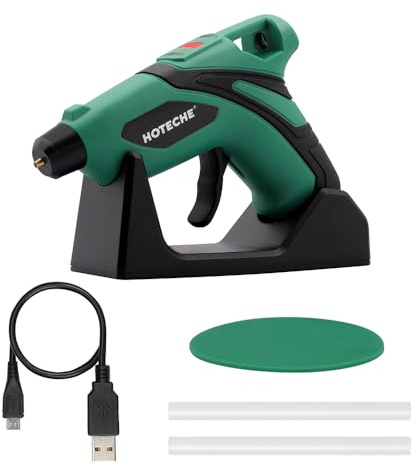 Hoteche 10W Lithium Cordless Hot Glue Gun USB Rechargeable Fast Preheating Hot Glue Gun Automatic Power-off Glue Gun with Glue Sticks for Arts, Crafts, DIY and Quick Home Repairs