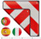 YANGUN 3 In 1 Warntafel für Italien Spanien Portugal, Warntafel Fahrradträger mit 4 Stück 4mm Spanngurte zur Befestigung, 50 * 50cm Reflektierend für Fahrradträger, Für Heckanhänger Wohnwagen Camper