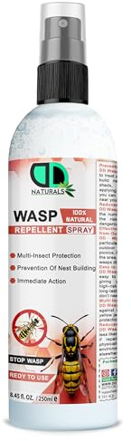 Wasp Repellent Spray - 100% Natural, Multi-Insect Protection, Prevents Nest Building, Fast-Acting, Easy Application, Long-Lasting Protection, Eco-Friendly, Protect Your Home & Garden (250ml Spray)