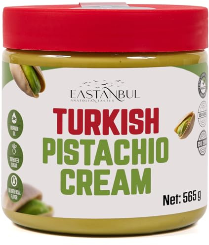 Eastanbul Pistachio Cream, 565g, Paste for Dubai Chocolate Bar, Pistachio Butter, Turkish Cream Spread for Dubai Chocolate Bar Kit, Smooth Spread for Breakfasts, Desserts & Treats, No Palm Oil
