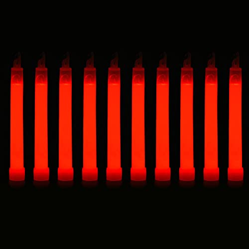 Starnearby Lot de 10 Bâtons Lumineux d'urgence de 15 cm, Bâtons Lumineux Fluorescent, étanches, avec Crochet pour Randonnée, Camping, Fête, Carnaval, Raves (Rouge)