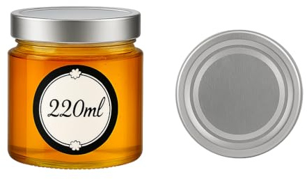 Sixby Uppsättning med 12 konserveringsburkar med skruvlock (silver) – 220 ml glas med lock, lufttätt – perfekt för sylt, honung, desserter och förråd – diskmaskinstålig