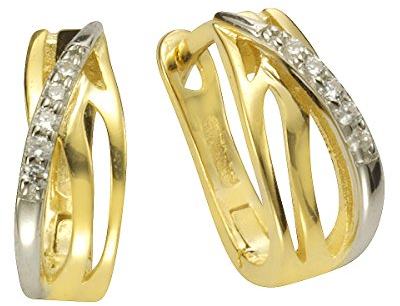 Zeeme Basic Damen Ohrringe 925/- Sterling Silber 1,45cm Glänzend Zirkonia gelb 025210008-2