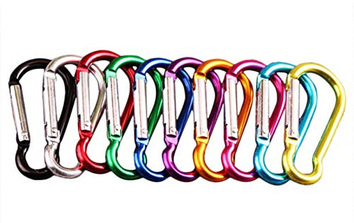 Rainai 20 Pièces Mousqueton Aluminium Multicouleur avec Serrure, D Anneau, Mousqueton D Crochet Clip Porte-clés pour Pêche Randonnée Sac à Dos
