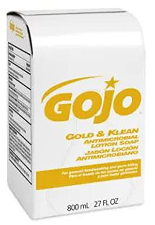 GOJO GOJ 9127-12 Gold and Klean Antimicrobial Lotion Soap for Bag-in-Box Dispenser, 800 ml Volume (Pack of 12)