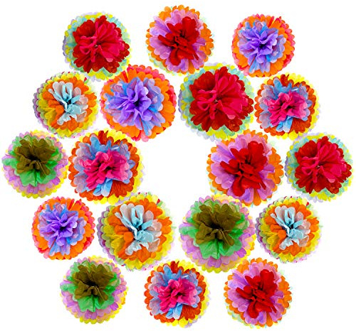 ZERODECO Pompon de Papel de Seda, Rojo Negro y Blanco Bolas de Papel en Forma de Flor para Fiestas de Cumpleanos, Bodas, Baby Shower, Shower de Novia o Decoracion de Festivales (18)