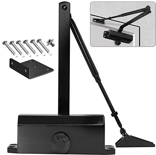 MARIE Türschließer Automatischer mit Feststellfunktion, EN2/3/4 Obentürschließer Hydraulischer Puffer Geschlossen für Innentür & Außentür 60-85 kg mit Videoinstallation EN1634-1 Zertifizierung Schwarz