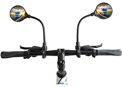 RYANGO Bike Mirror 2 Pack, Adjustable Bike Mirrors Handlebar Rearview Mirror, Acrylic Convex Round Bike Rear View Mirrors for Handlebars Mount, Bicycle Mirror For E-bike Scooter