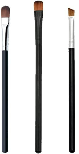 Augen-Make-up-Pinsel 3-teiliges Lidschattenpinsel-Set in Roségold mit weichem Synthetikhaar und Massivholzgriffen für Lidschatten, Verblenden, Augenbrauen, Eyeliner